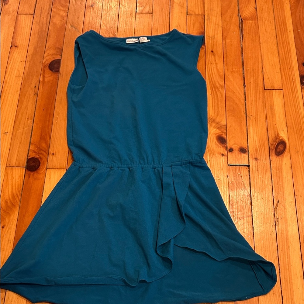 Newport News Teal Blue Dress with side slit